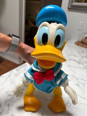 Vintage Disney Plush Hard Head Donald Duck with Blue Sailor Top and Yellow Feet
